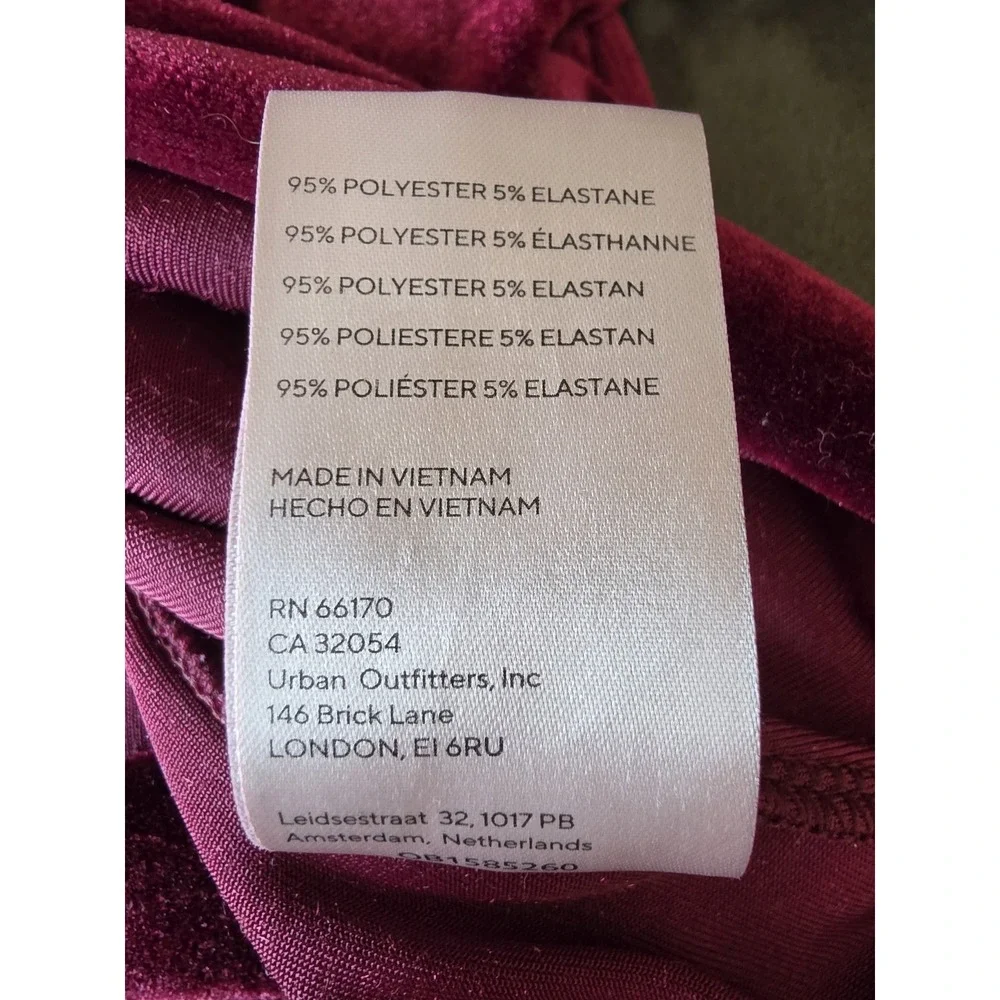 Free People XS Blouse Burgundy Velvet Short Sleeve Boxy Boho Top Whimsigoth